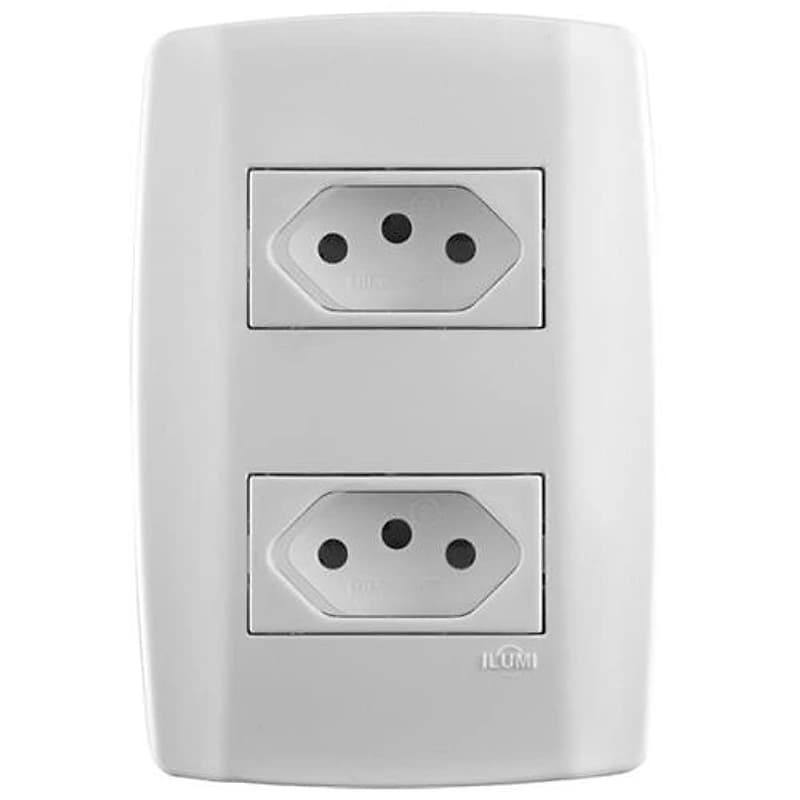 Conjunto 2 Tomadas 20A 4x2 Slim Branco Ilumi 80121 — Campinas