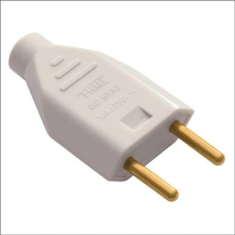 Plug Macho Retangular 2P 10A 250V Cinza Fame — Campinas