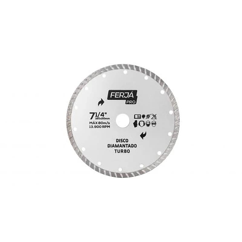 Disco Diamantado Turbo 7" x 3/4" Ferja — Campinas