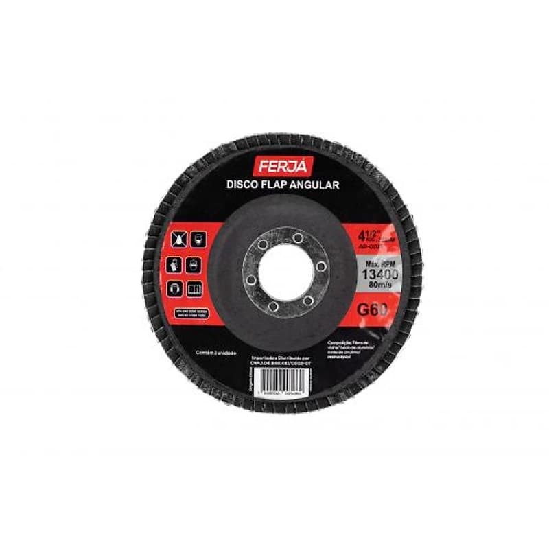 Disco Flap Cônico 4.1/2" (115mm) Grão 60 Ferja AB-0015 — Campinas