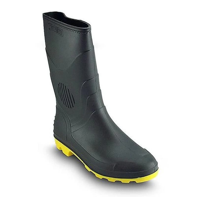 Bota de PVC Preta com Sola Amarela Cano Médio Sem Forro Tamanho 40 Pegaforte — Campinas