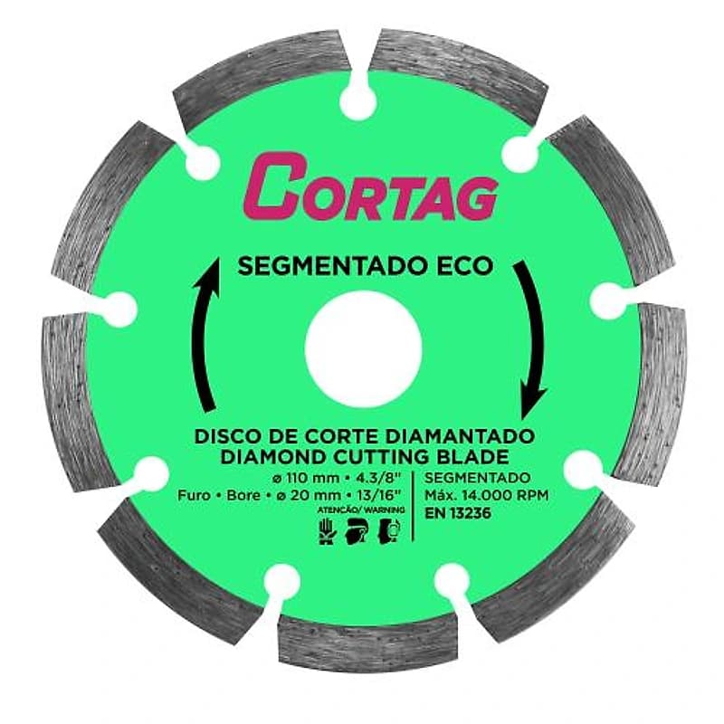 Disco Diamantado Segmentado Eco 4.3/8" 110mm Cortag — Campinas