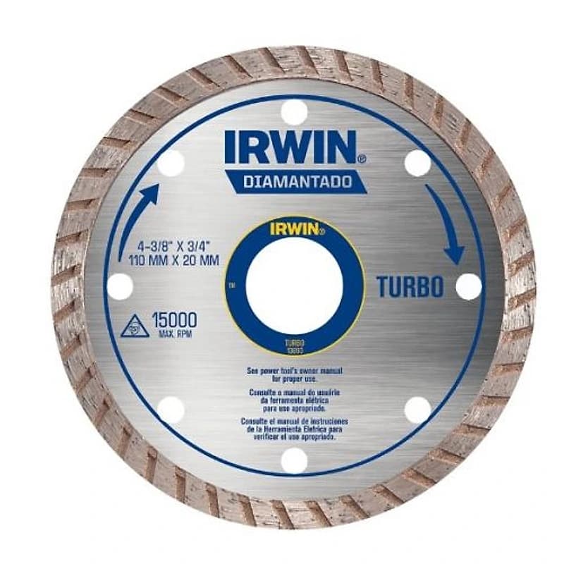 Disco Diamantado Turbo 4.3/8" 110mm Furo 20mm Irwin — Campinas