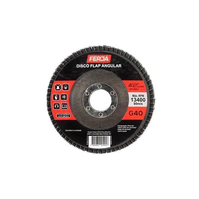 Disco Flap Cônico 4.1/2" (115mm) Grão 40 Ferja 30807 — Campinas