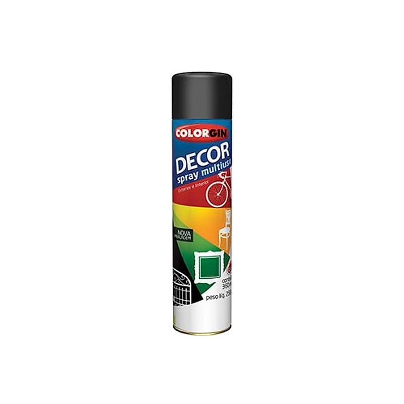 Tinta Spray Decor Preto Fosco 360ml Colorgin — Campinas