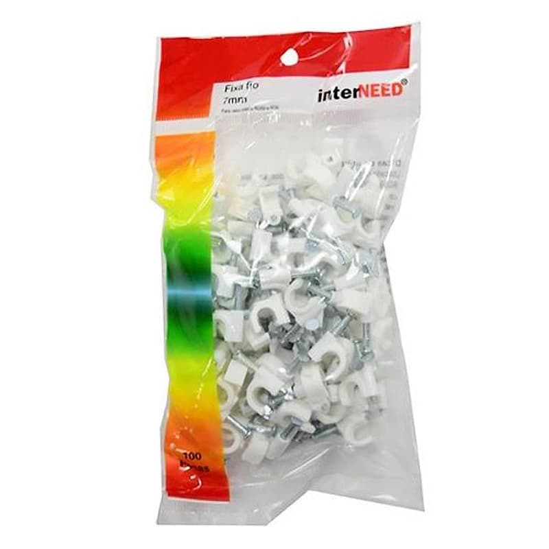 Fixa Fio Coaxial RG6/RG59 07mm Branco (100 peças) Interneed — Campinas