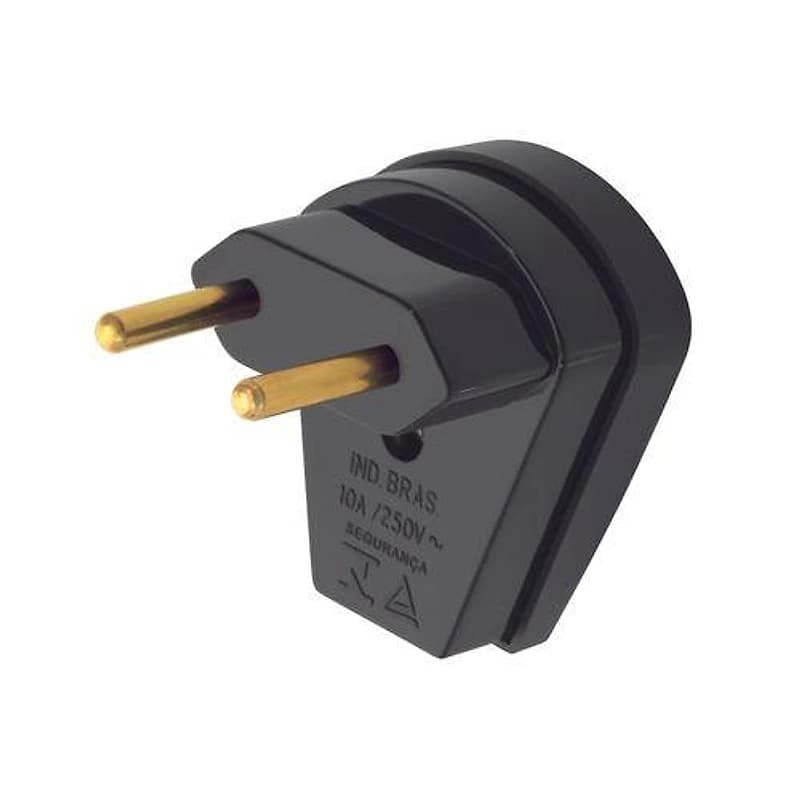 Plug Macho com Prensa Cabo 2P 10A 250V Preto Fame — Campinas