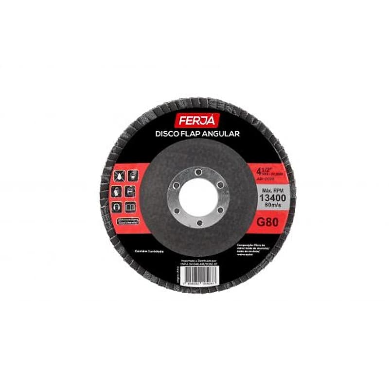 Disco Flap Cônico 4.1/2" (115mm) Grão 80 Ferja AB-0016 — Campinas