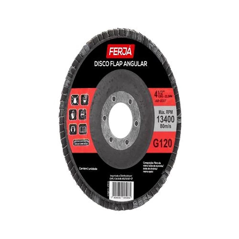 Disco Flap Cônico 4.1/2" (115mm) Grão 120 Ferja 28292 — Campinas
