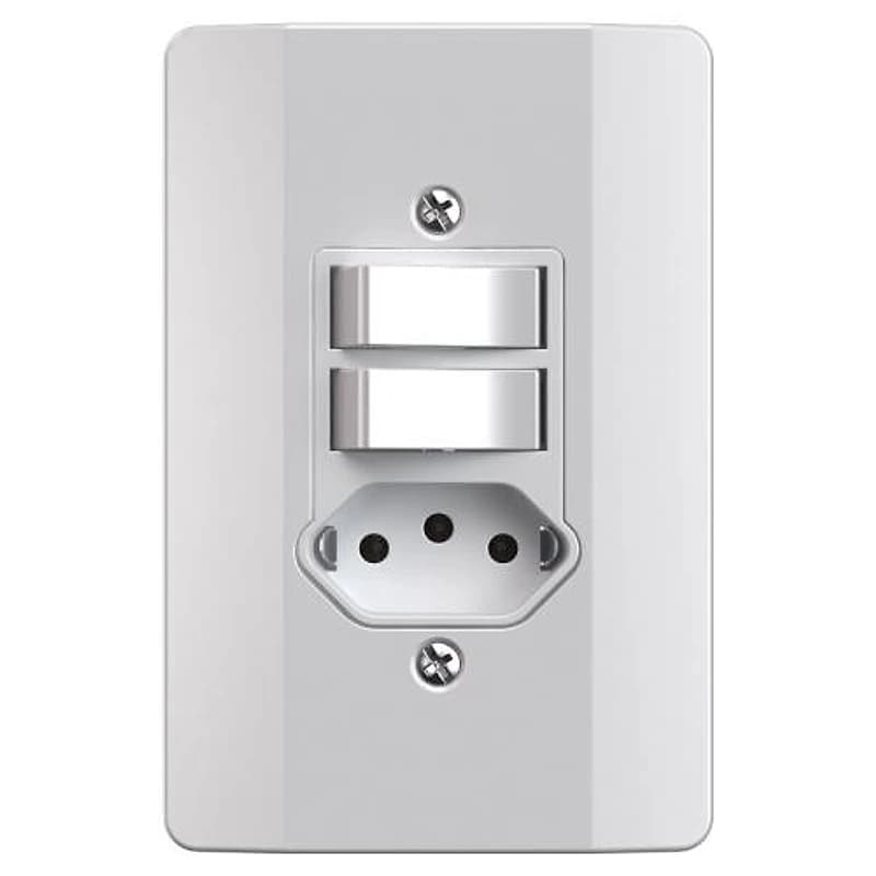 Conjunto 2 Interruptores Simples e Tomada 10A 4x2 Milenium Branco Mec 39135 — Campinas