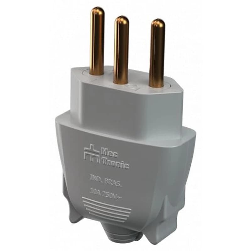Plug Macho Retangular 180° 2P+T 20A Cinza Mec-Tronic 39225 — Campinas